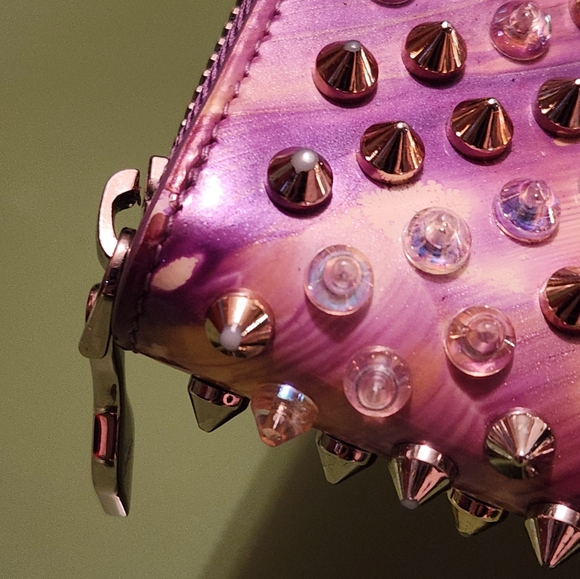 Christian Louboutin Pannetone purple gold metallic stud zip wallet - Picture 11 of 16